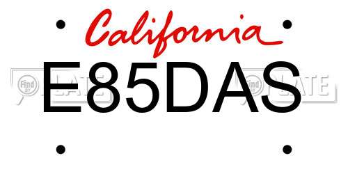 E85DAS California License Plate