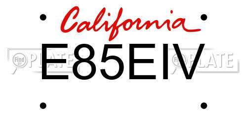 E85EIV California License Plate