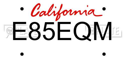 E85EQM California License Plate
