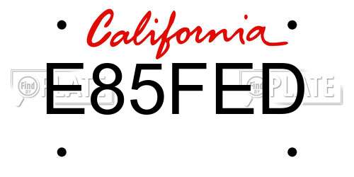 E85FED California License Plate