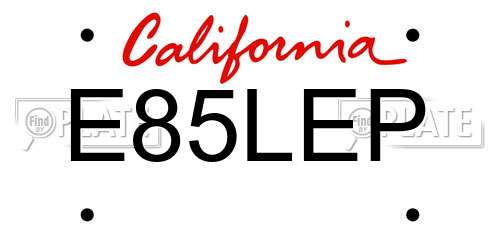 E85LEP California License Plate