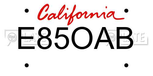 E85OAB California License Plate