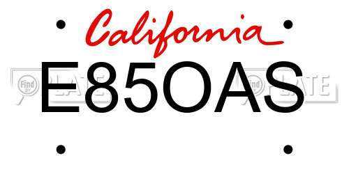 E85OAS California License Plate