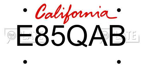 E85QAB California License Plate