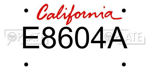 E8604A California License Plate