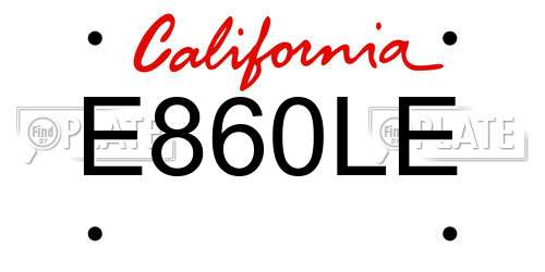 E860LE California License Plate
