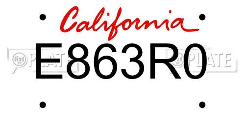 E863R0 California License Plate