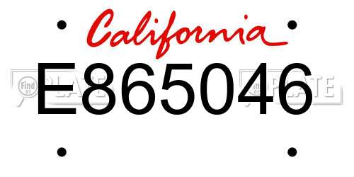 E865046 California License Plate