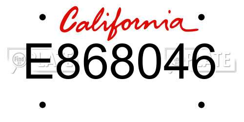 E868046 California License Plate