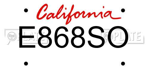 E868SO California License Plate