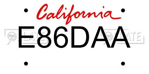 E86DAA California License Plate