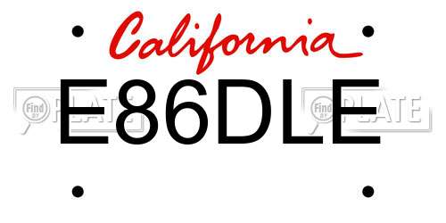 E86DLE California License Plate