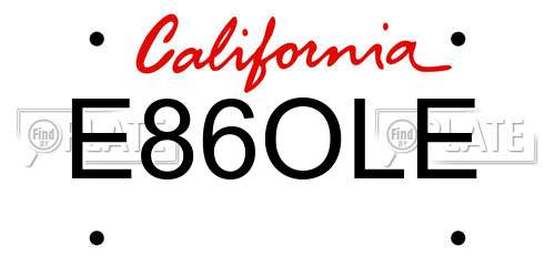 E86OLE California License Plate