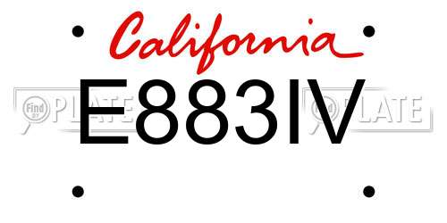 E883IV California License Plate