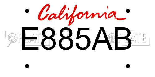 E885AB California License Plate