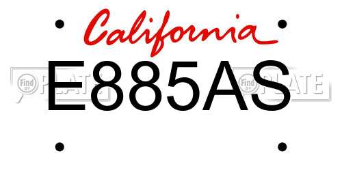 E885AS California License Plate