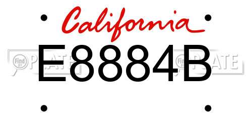 E8884B California License Plate