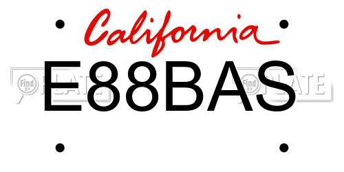E88BAS California License Plate