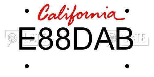 E88DAB California License Plate