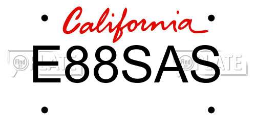 E88SAS California License Plate