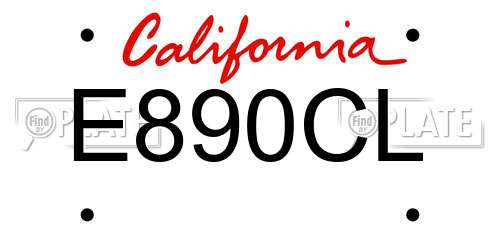 E890CL California License Plate