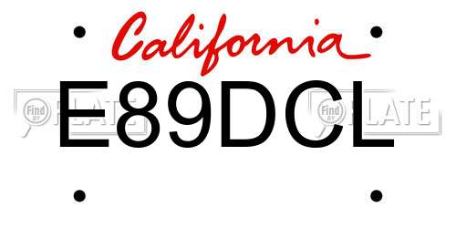 E89DCL California License Plate
