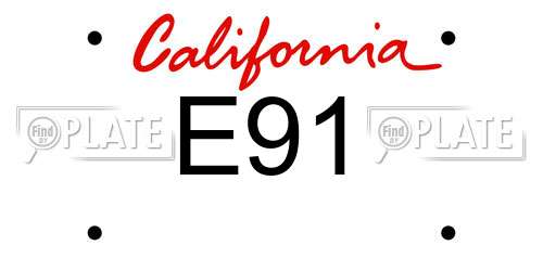 E91 California License Plate