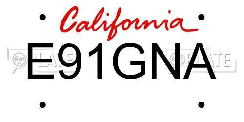 E91GNA California License Plate