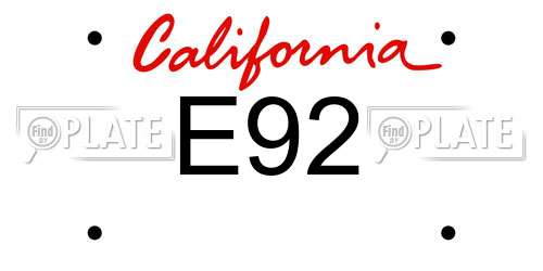E92 California License Plate