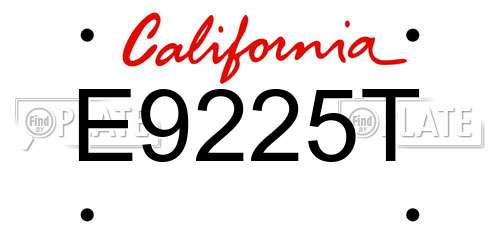 E9225T California License Plate