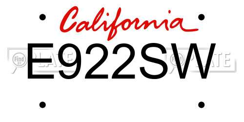 E922SW California License Plate