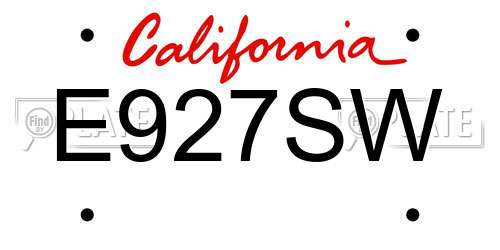 E927SW California License Plate