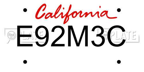 E92M3C California License Plate