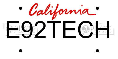 E92TECH California License Plate
