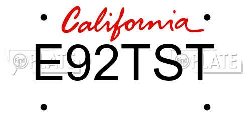 E92TST California License Plate