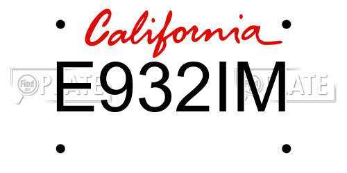 E932IM California License Plate