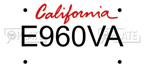 E960VA California License Plate