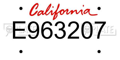 E963207 California License Plate