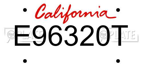 E96320T California License Plate