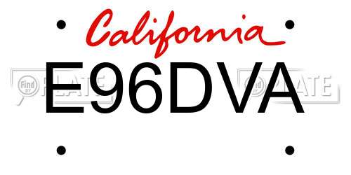 E96DVA California License Plate