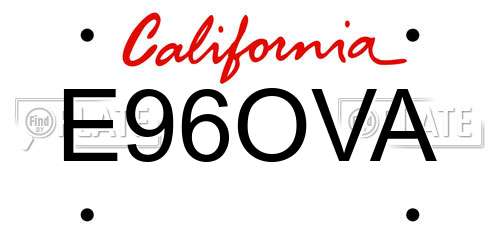 E96OVA California License Plate