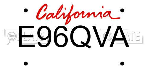 E96QVA California License Plate