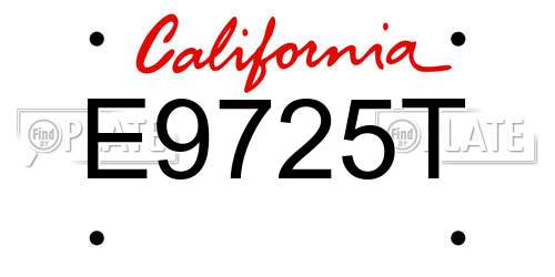 E9725T California License Plate