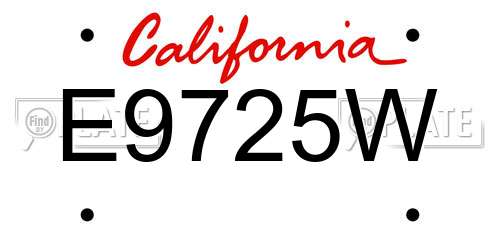 E9725W California License Plate