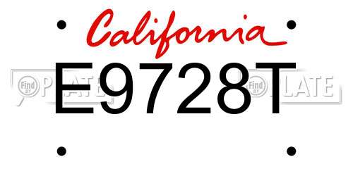 E9728T California License Plate