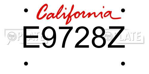 E9728Z California License Plate