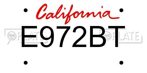 E972BT California License Plate