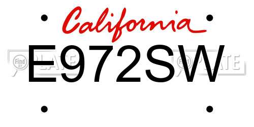 E972SW California License Plate
