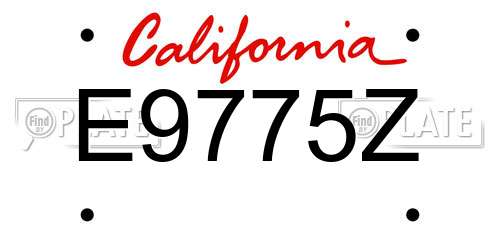 E9775Z California License Plate