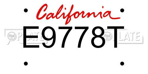 E9778T California License Plate